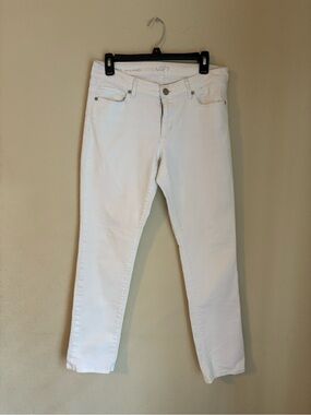 LOFT Curvy Straight White Jeans Size 28/6 Stretch Denim